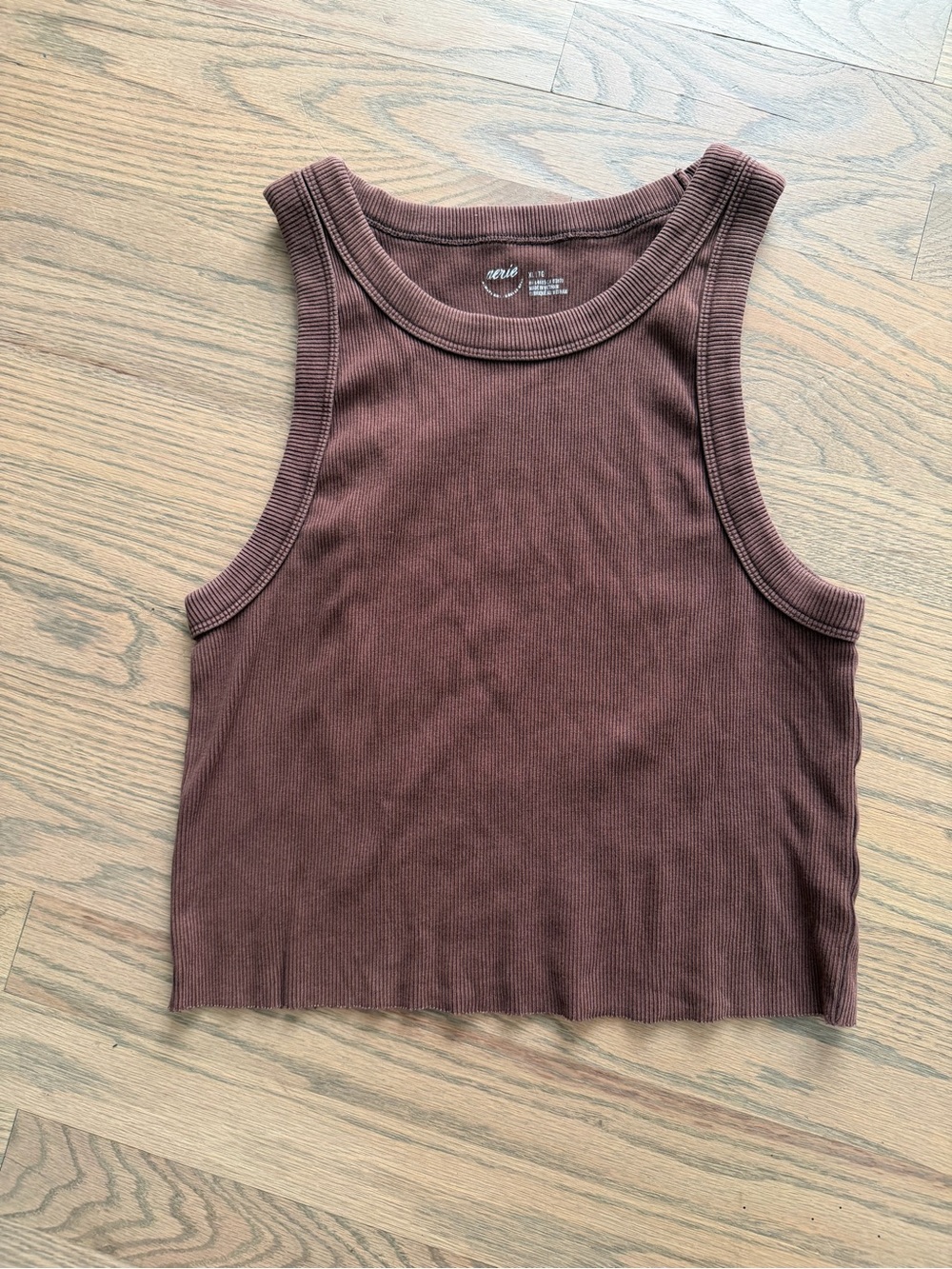 aerie Ribbed Crop Tank Top - Cocoa